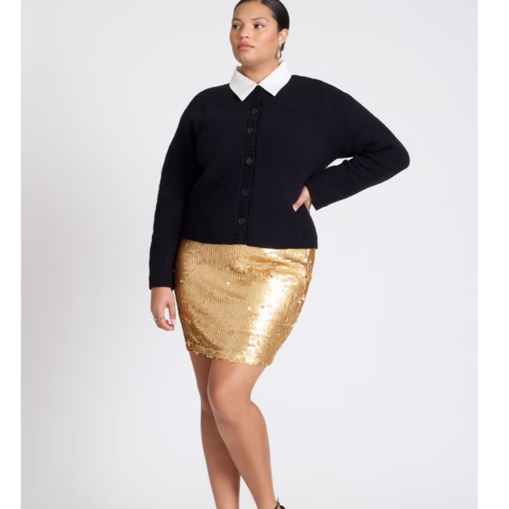 Eloquii Paillette Gold Sequin Mini Skirt